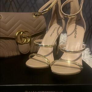 Bebe Gold and Cream Women's Heels